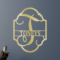 Family Name Plaque Personalized Gifts - Custom Metal Sign, Split Letter