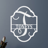 Family Name Plaque Personalized Gifts - Custom Metal Sign, Split Letter