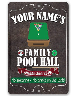 Personalized - Family Pool/Game Room - Metal Sign