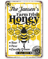 Personalized - Farm Fresh Honey - Metal Sign