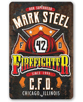 Personalized - Firefighter - Metal Sign
