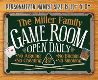 Personalized - Game Room - Metal Sign