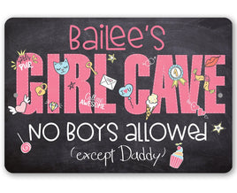Personalized - Girl Cave - Metal Sign