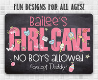 Personalized - Girl Cave - Metal Sign