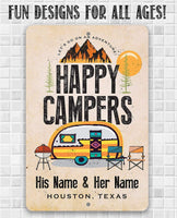 Personalized - Happy Campers - Metal Sign