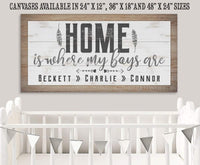 Personalized - Home Is Where My Boys Are - Canvas