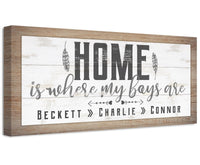 Personalized - Home Is Where My Boys Are - Canvas