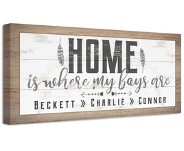 Personalized - Home Is Where My Boys Are - Canvas