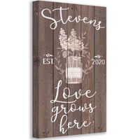 Personalized - Love Grows Here - Canvas