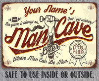Personalized - Man Cave - Metal Sign