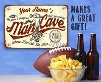 Personalized - Man Cave - Metal Sign