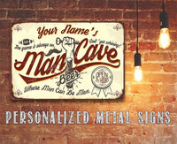 Personalized - Man Cave - Metal Sign