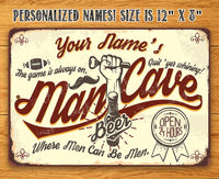 Personalized - Man Cave - Metal Sign