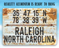 Personalized - Map Coordinates Any City Any State - Metal Sign