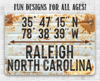 Personalized - Map Coordinates Any City Any State - Metal Sign