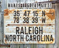 Personalized - Map Coordinates Any City Any State - Metal Sign