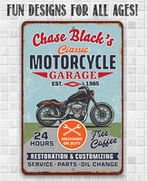 Personalized - Motorcycle Repair Garage - Metal Sign