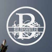 Name Metal Wall Art Sign - Custom Metal Sign, Split Circle Monogram