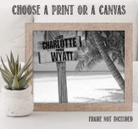 Personalized - Names Sign Post Art - Beach - Print or Canvas