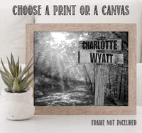 Personalized - Names Sign Post Art - Country Road - Print or Canvas