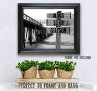 Personalized - Names Sign Post Art - Pier - Print or Canvas