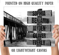Personalized - Names Sign Post Art - Pier - Print or Canvas