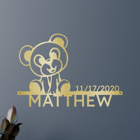 Newborn Baby Gift - Custom Metal Sign, Teddy Design