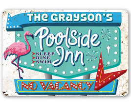 Personalized - Poolside Inn - Metal Sign