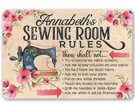Personalized - Sewing Room Rules - Metal Sign