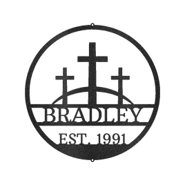 Three Crosses Jesus Personalized Gifts - Custom Metal Sign, In Loving Memory