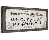 Personalized - Uncork And Unwind - Canvas