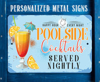Poolside Cocktails - Metal Sign
