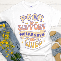 Recovery T-Shirt | Inspiring Sobriety |  Peer Support Saves Lives (Retro)
