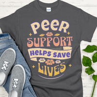 Recovery T-Shirt | Inspiring Sobriety |  Peer Support Saves Lives (Retro)