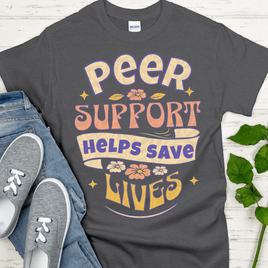 Recovery T-Shirt | Inspiring Sobriety |  Peer Support Saves Lives (Retro)