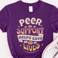 Recovery T-Shirt | Inspiring Sobriety |  Peer Support Saves Lives (Retro)