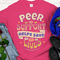Recovery T-Shirt | Inspiring Sobriety |  Peer Support Saves Lives (Retro)