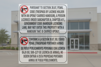 No Open Carry 30.07 Signs 24" x 18" Vertical