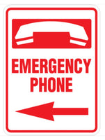 Emergency Phone Left Arrow Sign - 18" x 24"