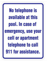 No Telephone Available Sign - 18" x 24"