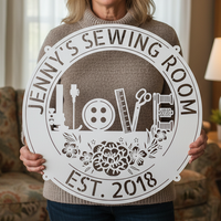 Sewing Love - Personalized Metal Sign for Sewing Room Decor