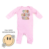 You Grow Girl on Front w/ Smiley and Flowers on Back - Baby Sleeper