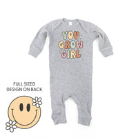 You Grow Girl on Front w/ Smiley and Flowers on Back - Baby Sleeper