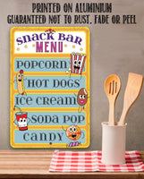 Snack Bar Menu - Metal Sign