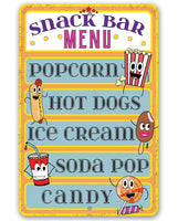 Snack Bar Menu - Metal Sign