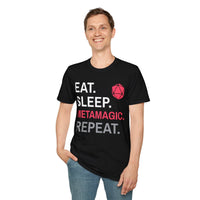 Sorcerer Class T-Shirt – 'Eat, Sleep, Metamagic, Repeat'