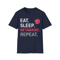 Sorcerer Class T-Shirt – 'Eat, Sleep, Metamagic, Repeat'