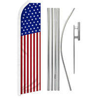 USA 50 Stars Super Flag & Pole Kit