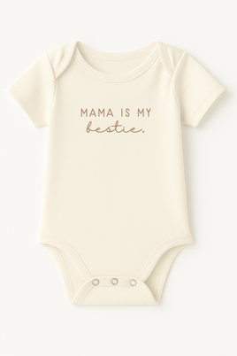 Mama is my Bestie Clay Organic Cotton Baby Bodysuit Short Sleeve