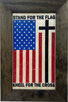 American Flag Hidden Gun Storage Cabinet - Stand For The Flag, Kneel For The Cross Concealed Gun Storage